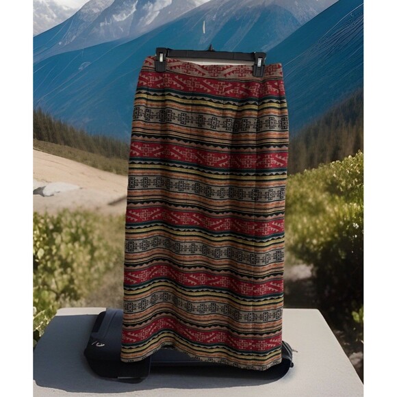 VTG Knockabouts By Pendleton Sz8 Southwestern Blanket Wool Art Azetec WrapSkirt - Picture 2 of 5